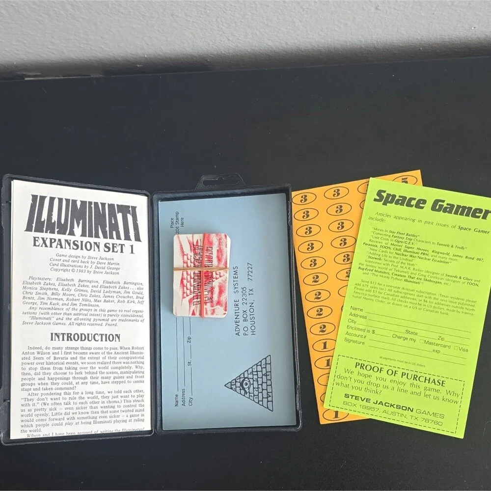 Illuminati Steve Jackson Games w/ Expansions 1 & 2 (1982-1983) [A]